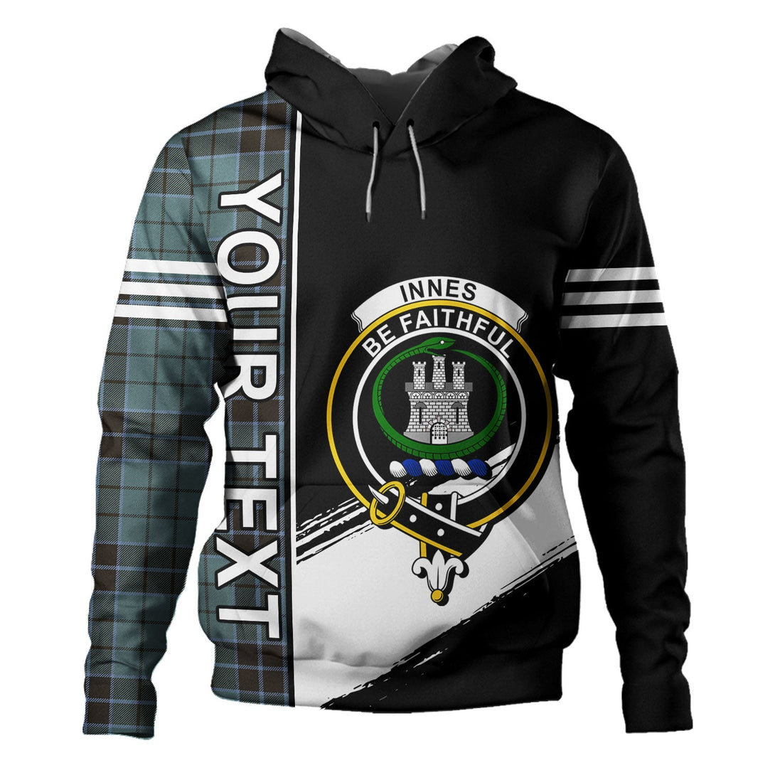 Innes (Georgina) Weathered Clan Badge Tartan Hoodie Quarter Style Personalized