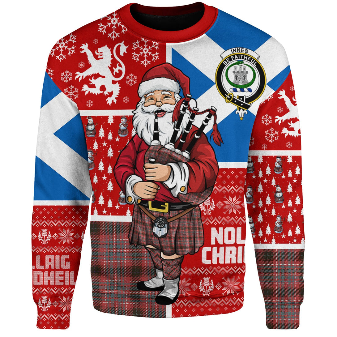 Innes of Cowie Weathered Clan Badge Tartan Sweatshirt Scotland Christmas Santa