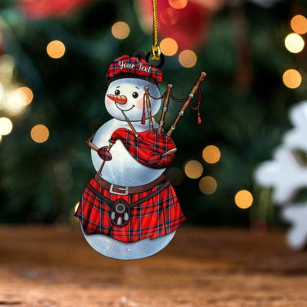 Inverness District (Inverness Earl of Inverness) Modern Tartan Wood Acrylic Ornament Snowman Bagpipe Personalized