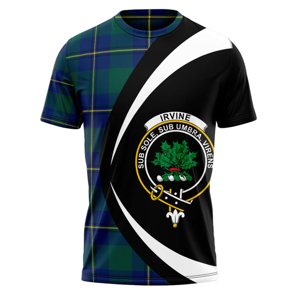 Irvine of Bonshaw Modern Clan Badge Tartan T-Shirt Circle Style Personalized