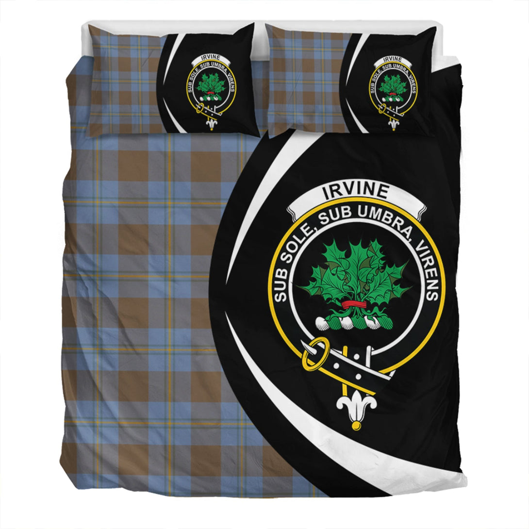 Irvine of Bonshaw Weathered Clan Badge Tartan Bedding Set Circle Style