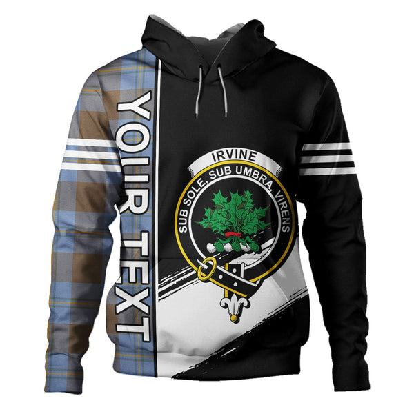 Irvine of Bonshaw Weathered Clan Badge Tartan Hoodie Quarter Style Personalized