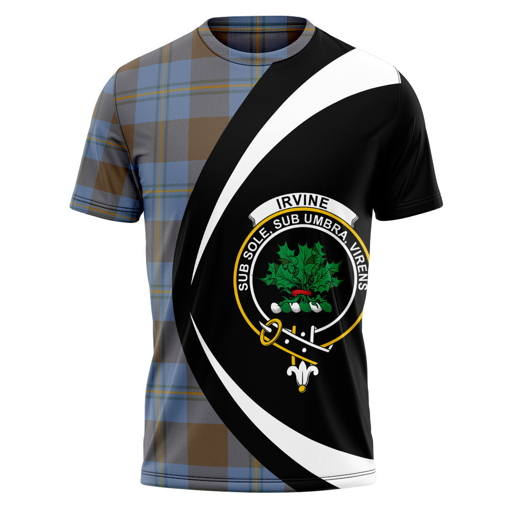 Irvine of Bonshaw Weathered Clan Badge Tartan T-Shirt Circle Style Personalized