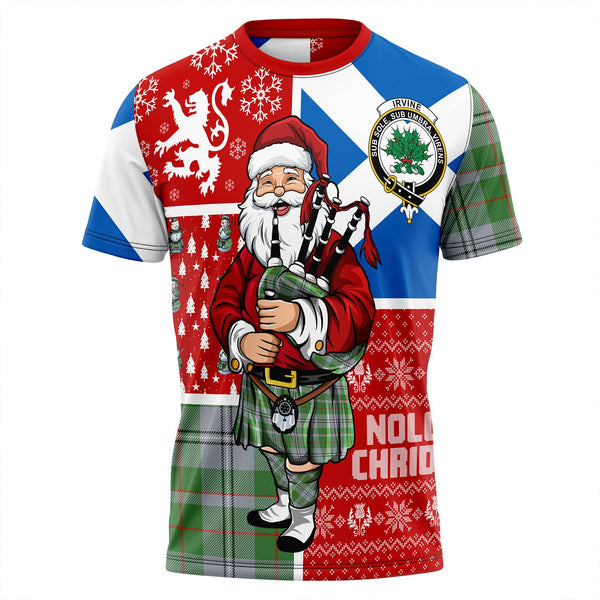 Irvine of Glentulchan Modern Clan Badge Tartan T-Shirt Scotland Christmas Santa