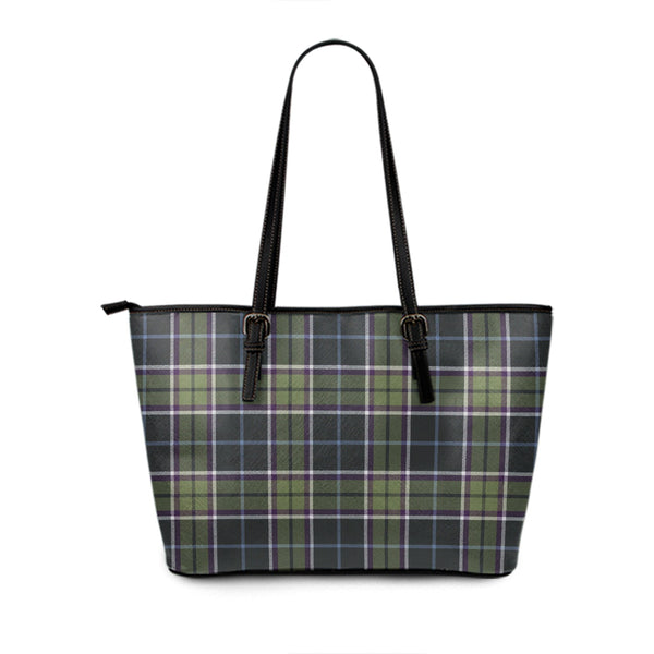 Isle of Man Manx Ellan Vannin Weathered Tartan Leather Tote Bag