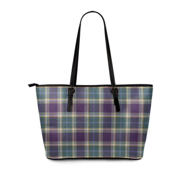 Isle of Man Manx Hunting Weathered Tartan Leather Tote Bag