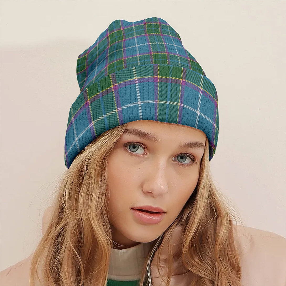 Isle of Man Manx Laxey Blue Ancient Tartan Knitted Beanie