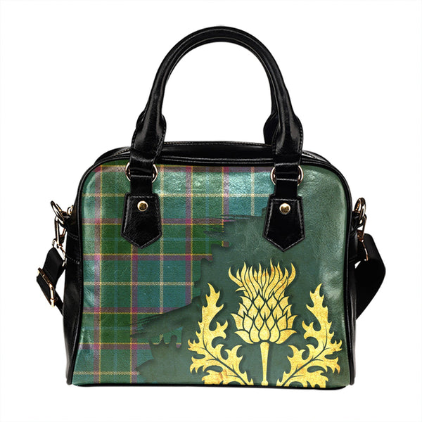 Isle of Man Manx Laxey Blue Ancient Tartan Shoulder Handbag Thistle Oldest Style