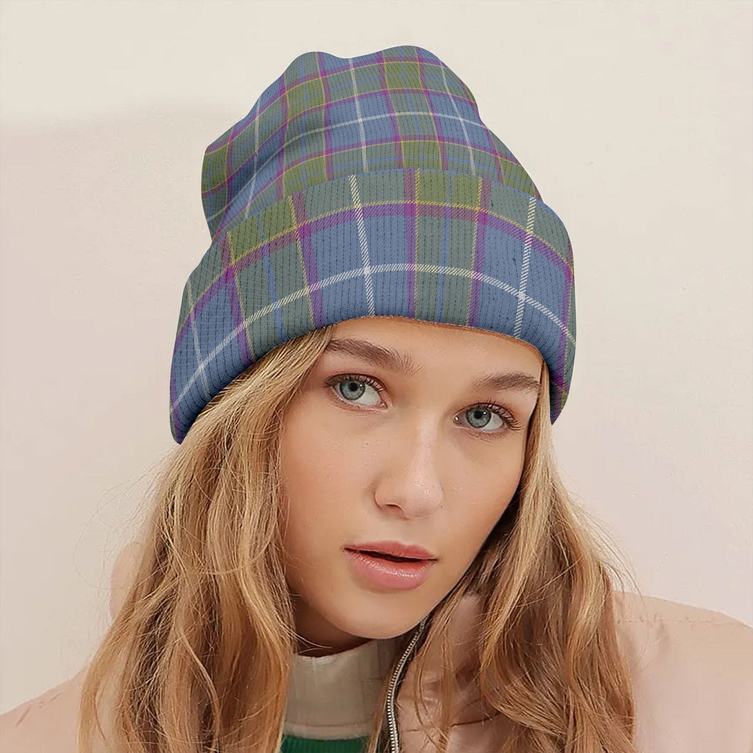 Isle of Man Manx Laxey Blue Weathered Tartan Knitted Beanie