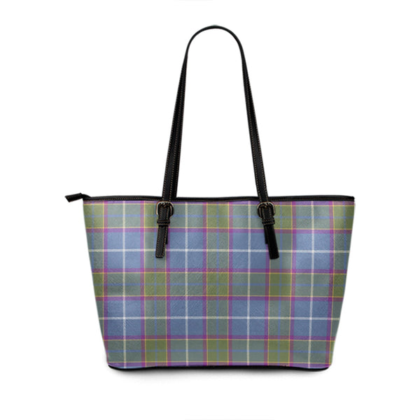 Isle of Man Manx Laxey Blue Weathered Tartan Leather Tote Bag