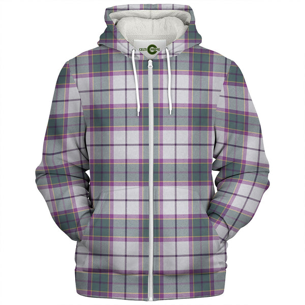 Isle of Man Manx Laxey Dress Green Weathered Tartan Sherpa Hoodie