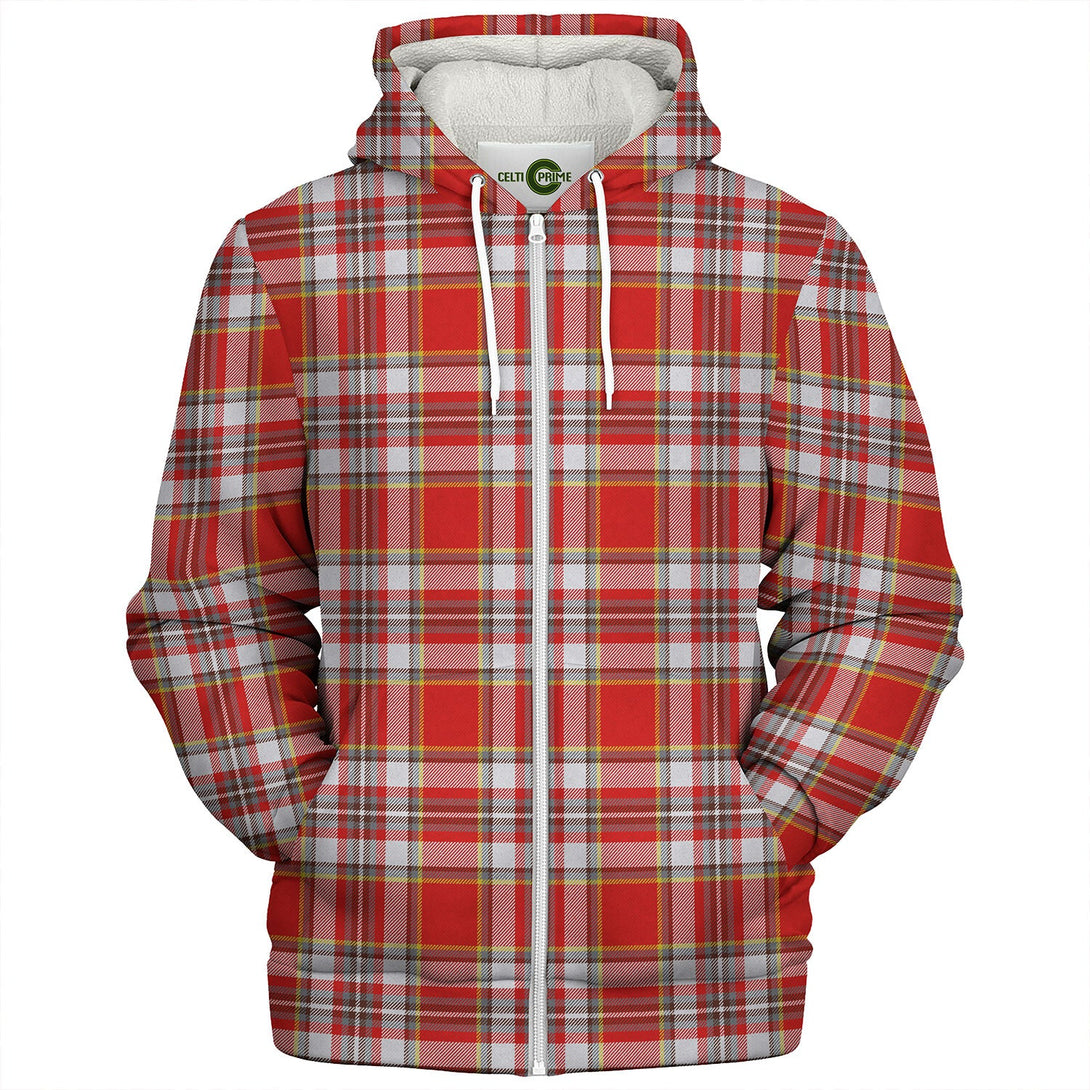 Isle of Man Manx Laxey Red Modern Tartan Sherpa Hoodie