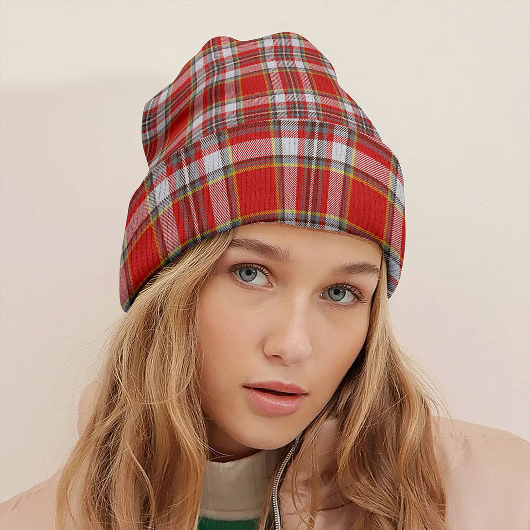 Isle of Man Manx Laxey Red Modern Tartan Knitted Beanie