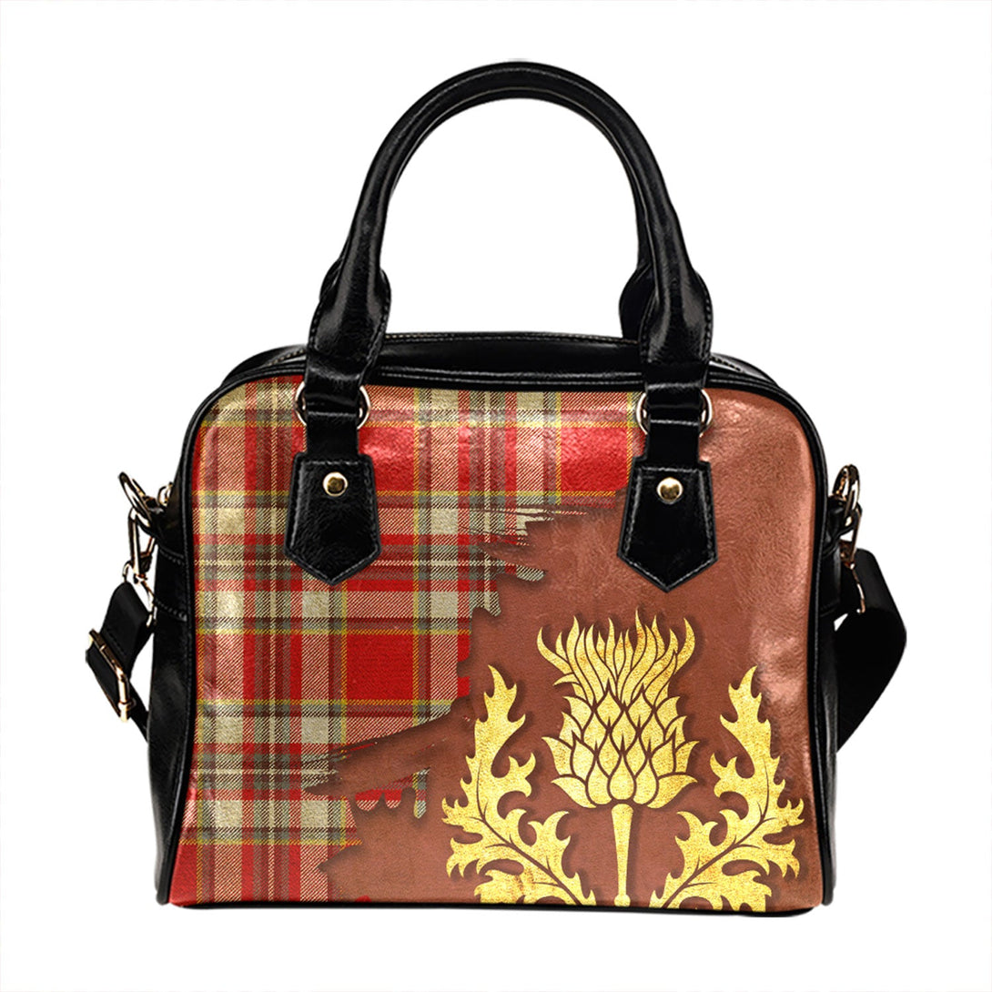 Isle of Man Manx Laxey Red Modern Tartan Shoulder Handbag Thistle Oldest Style