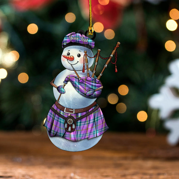 Jackson Ancient Clan Badge Tartan Wood Acrylic Ornament Snowman Bagpipe Personalized