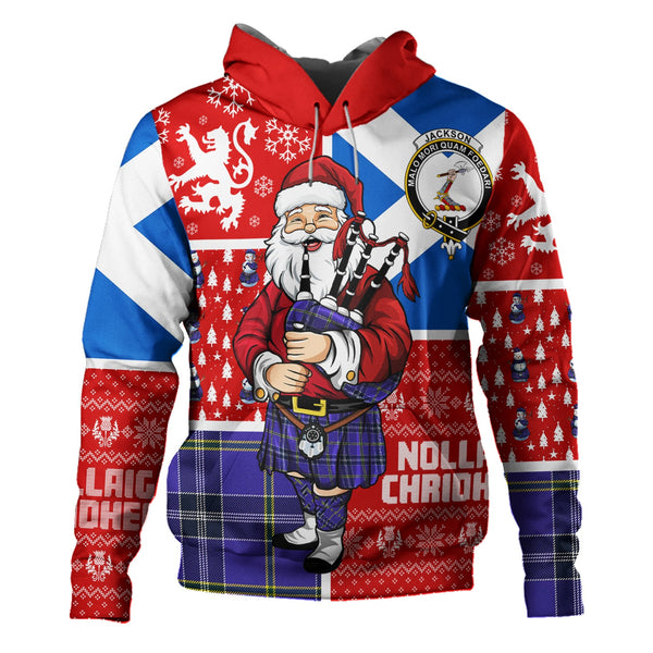 Jackson Modern Clan Badge Tartan Hoodie Scotland Christmas Santa