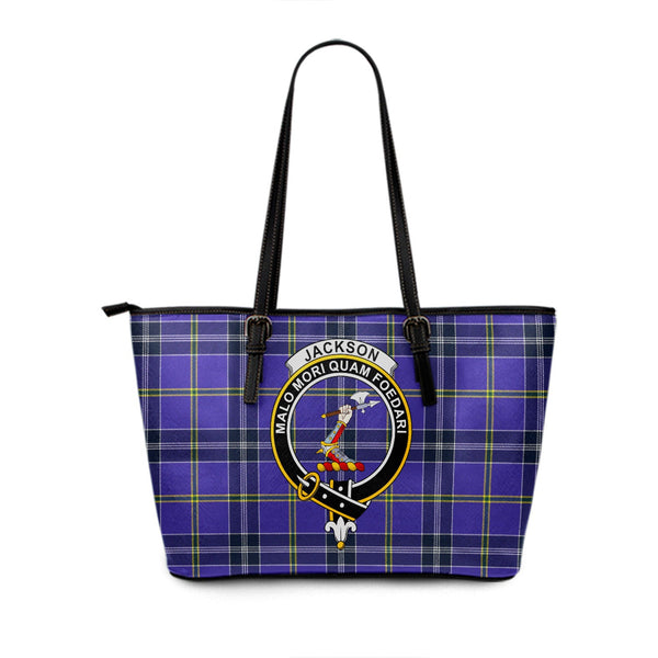 Jackson Modern Clan Badge Tartan Leather Tote Bag