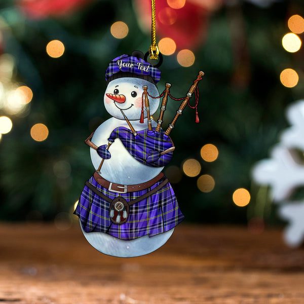 Jackson Modern Clan Badge Tartan Wood Acrylic Ornament Snowman Bagpipe Personalized