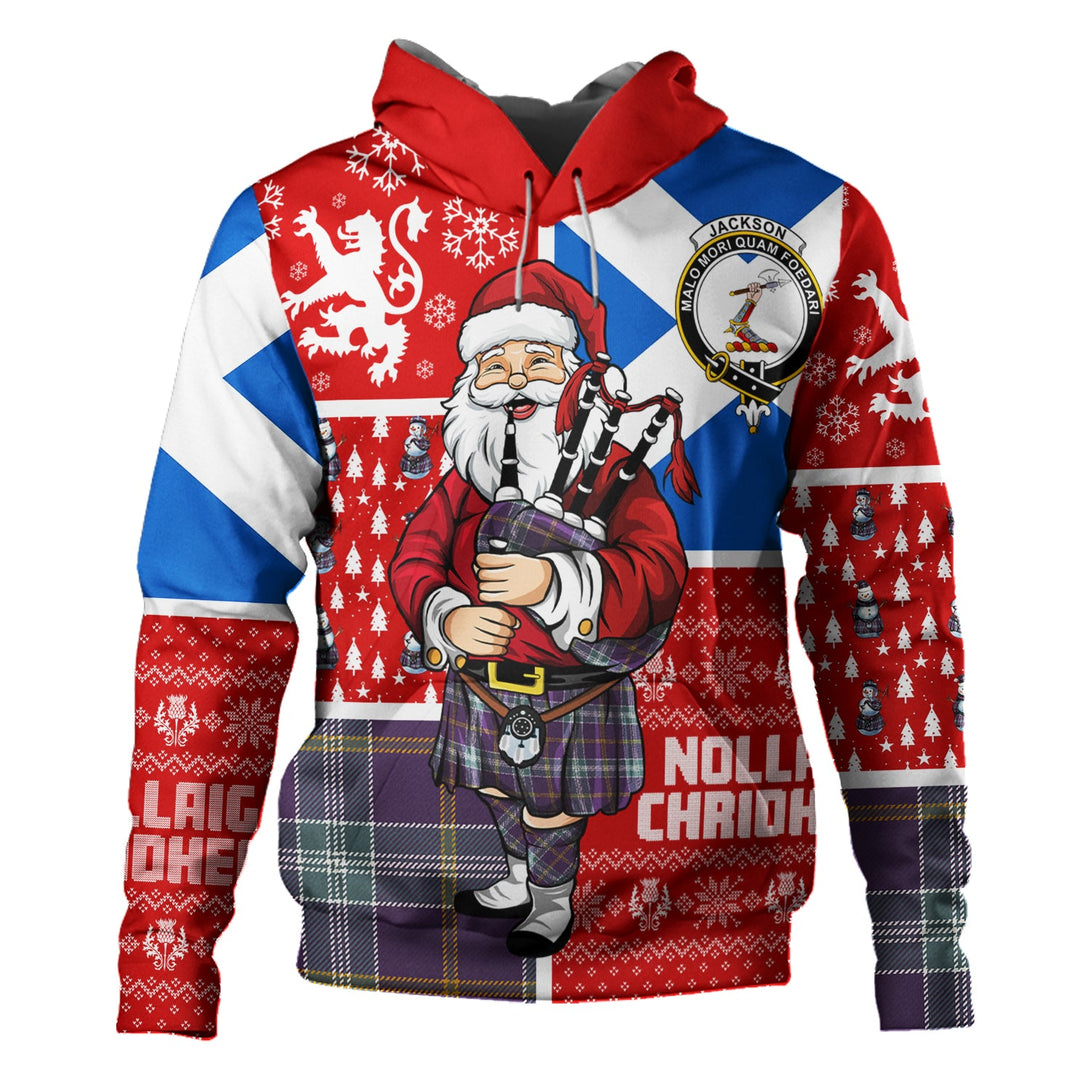 Jackson Weathered Clan Badge Tartan Hoodie Scotland Christmas Santa