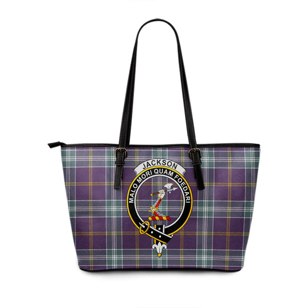 Jackson Weathered Clan Badge Tartan Leather Tote Bag