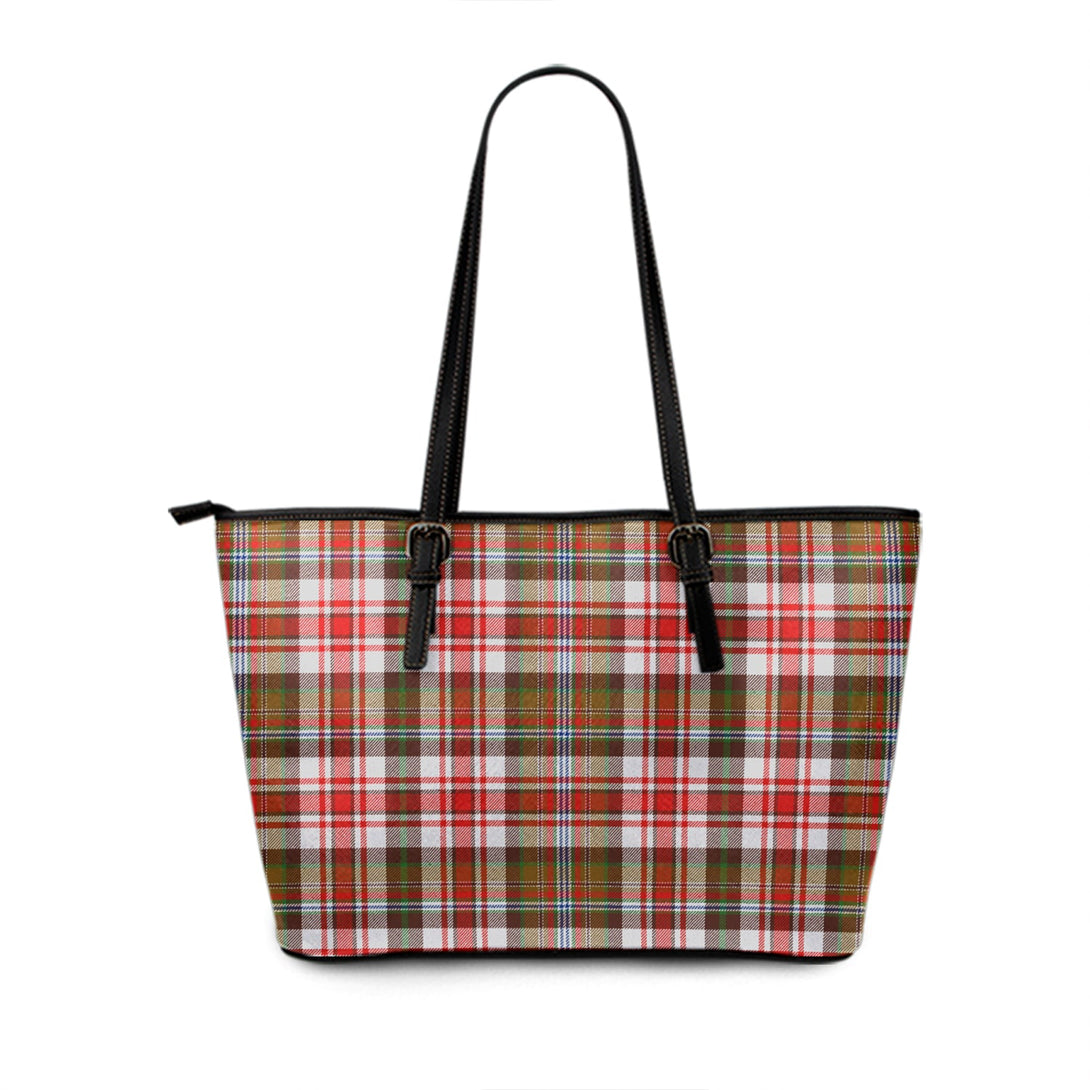 Jacobite Dress 2 Modern Tartan Leather Tote Bag