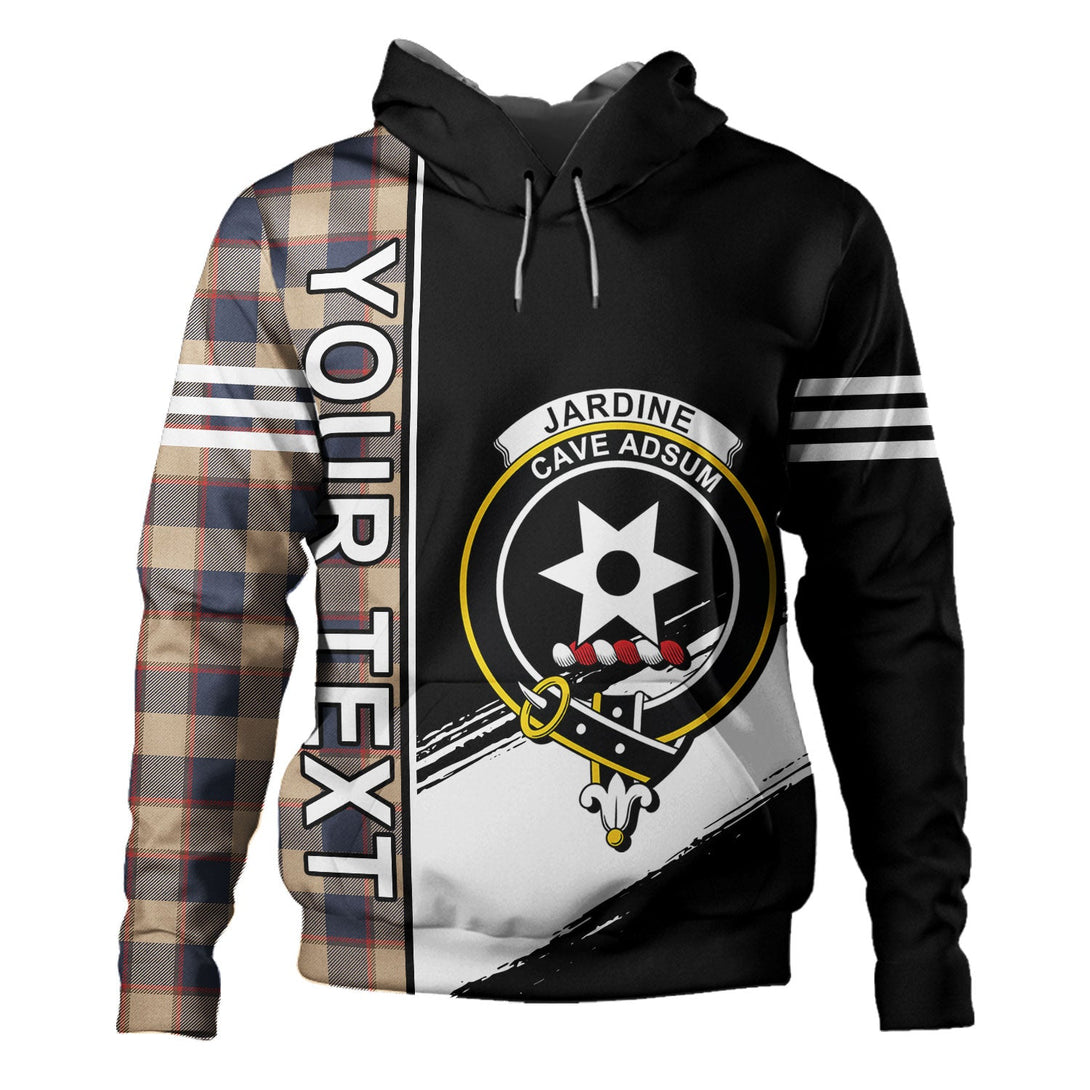 Jardine of Castlemilk Weathered Clan Badge Tartan Hoodie Quarter Style Personalized