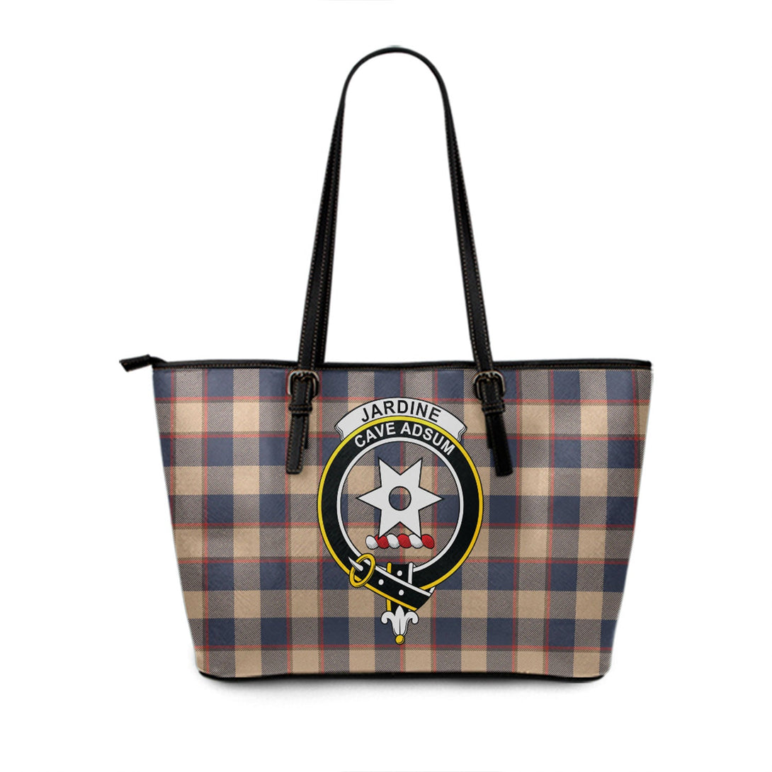 Jardine of Castlemilk Weathered Clan Badge Tartan Leather Tote Bag