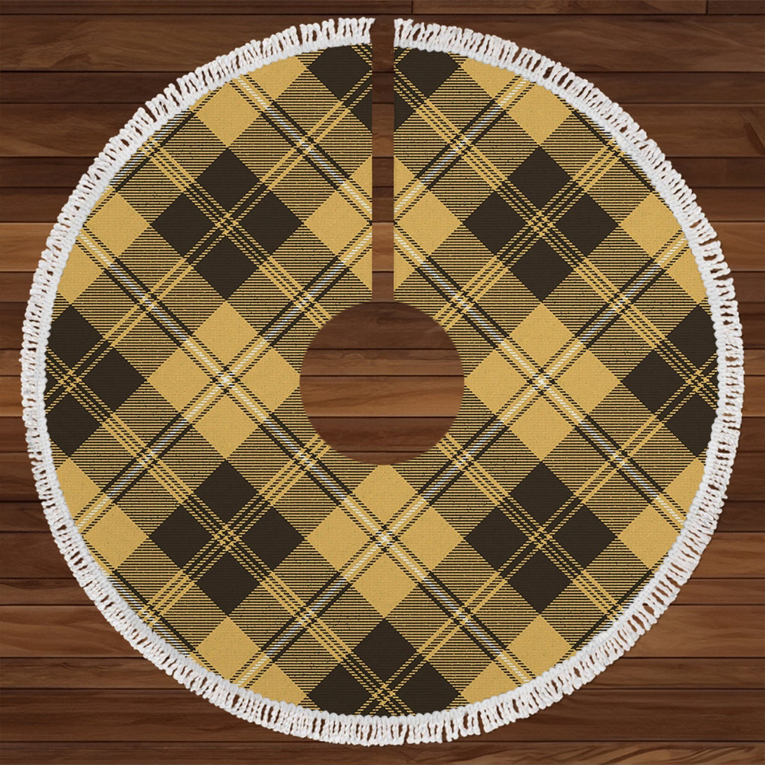 Johnstone Orange Black (Johnson Orange Black) Weathered Tartan Christmas Tree Skirt