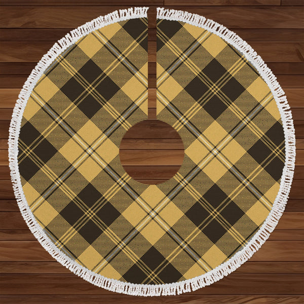 Johnstone Orange Black (Johnson Orange Black) Weathered Tartan Christmas Tree Skirt