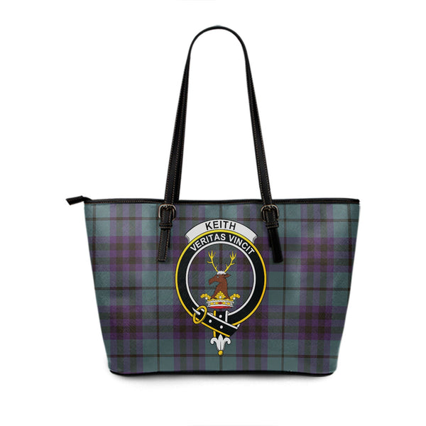 Keith (Marshall) Weathered Clan Badge Tartan Leather Tote Bag