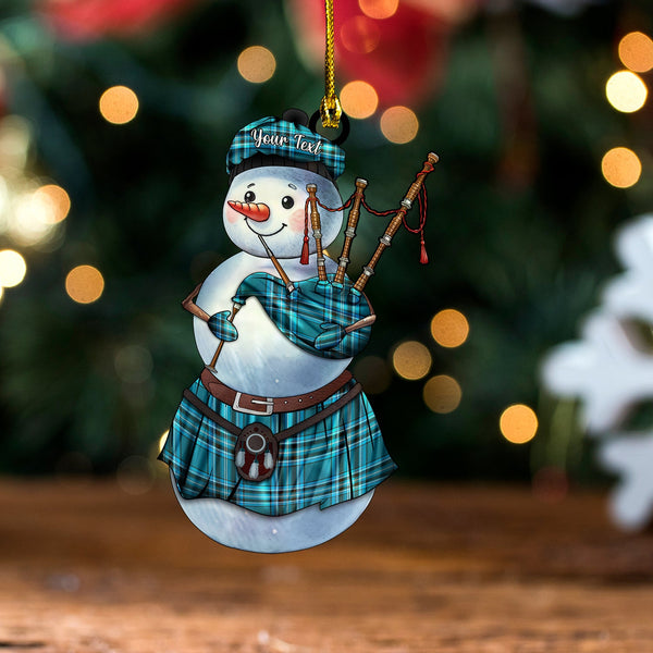 Kelly Dress Modern Tartan Wood Acrylic Ornament Snowman Bagpipe Personalized