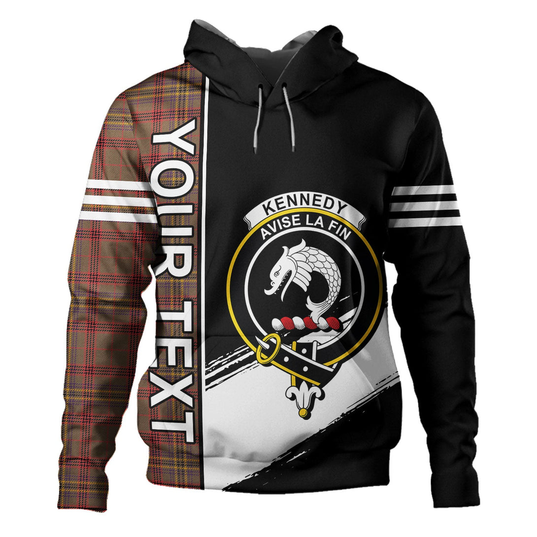 Kennedy Weathered Clan Badge Tartan Hoodie Quarter Style Personalized