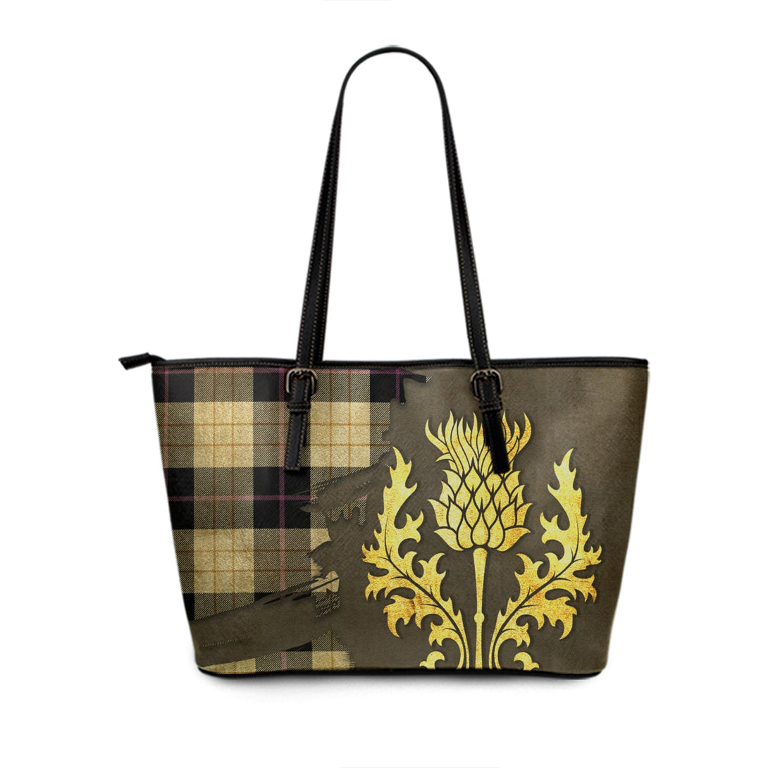 Kennison Ancient Tartan Leather Tote Bag Thistle Oldest Style