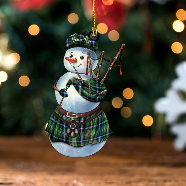 Kerby Modern Tartan Wood Acrylic Ornament Snowman Bagpipe Personalized