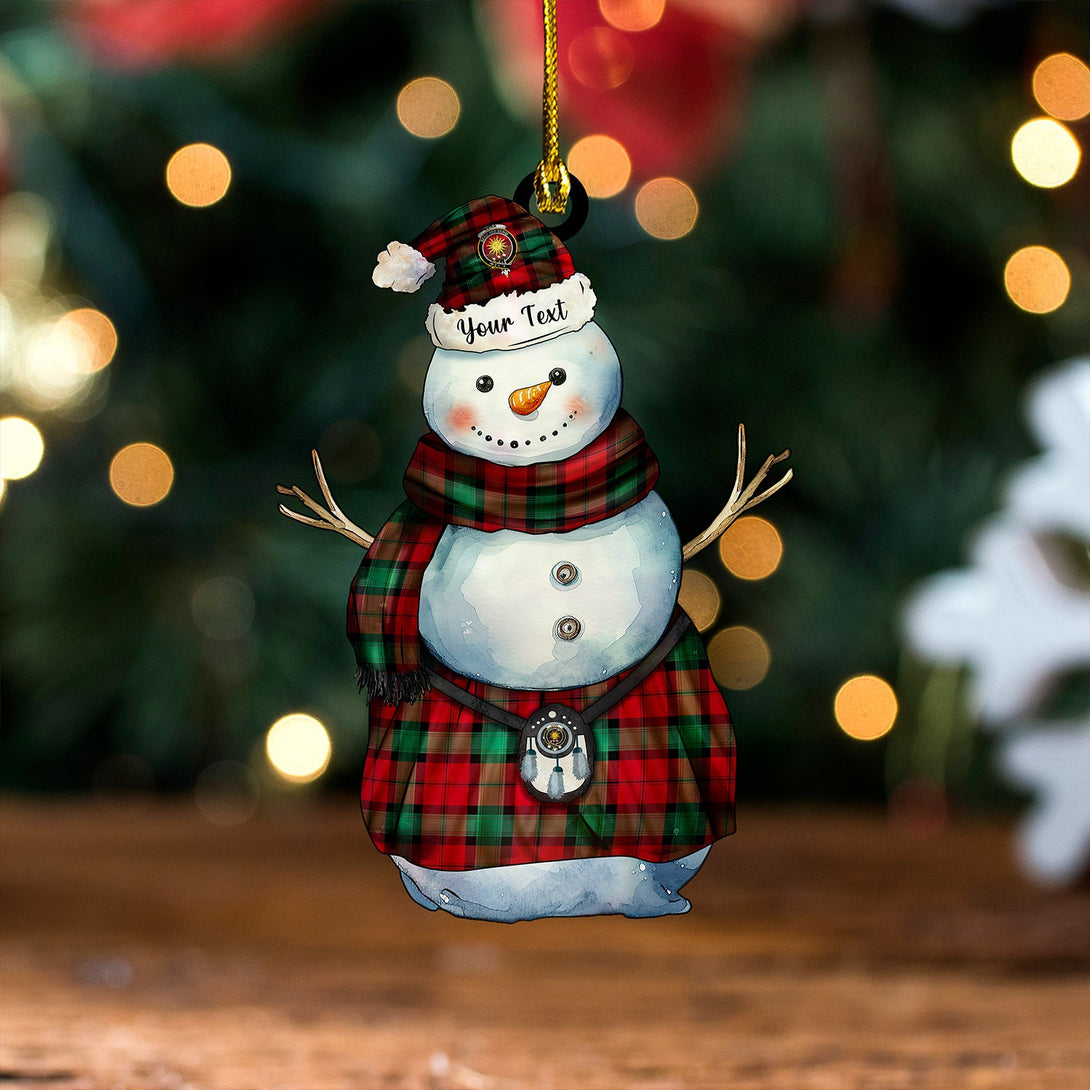 Kerr Modern Clan Badge Tartan Wood Acrylic Ornament Snowman Warrior Personalized