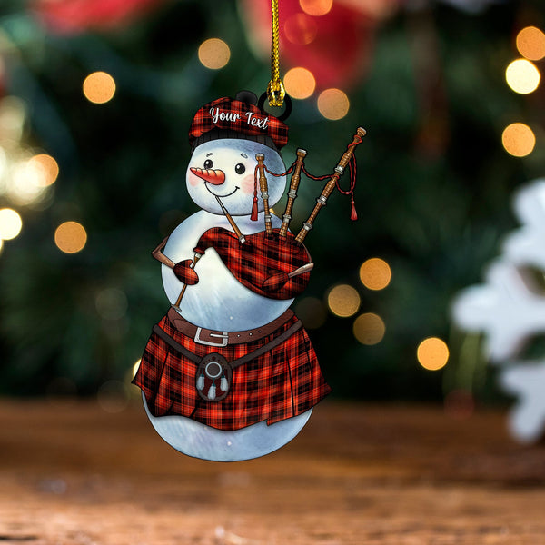 Killin Tartan Wood Acrylic Ornament Snowman Bagpipe Personalized