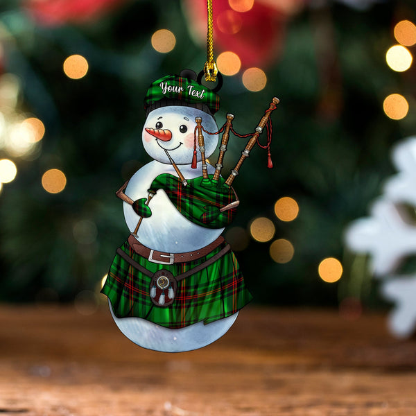 Kinloch Clan Badge Tartan Wood Acrylic Ornament Snowman Bagpipe Personalized