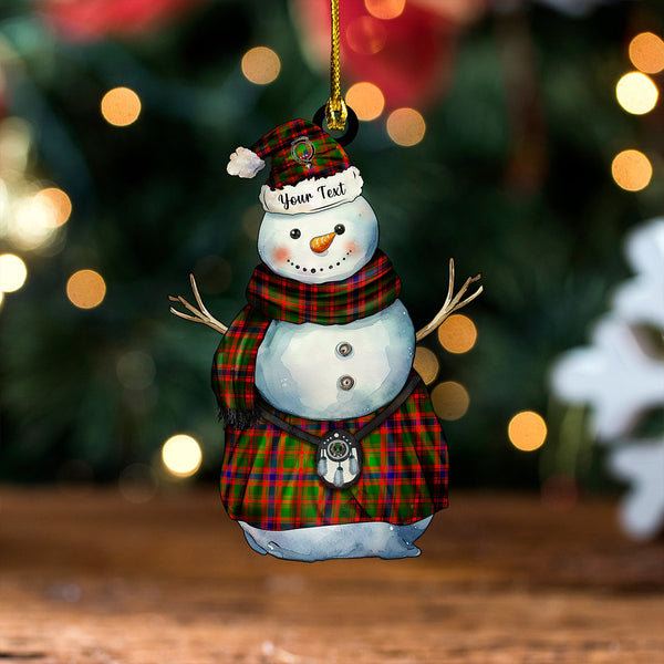 Kinninmont Clan Badge Tartan Wood Acrylic Ornament Snowman Warrior Personalized