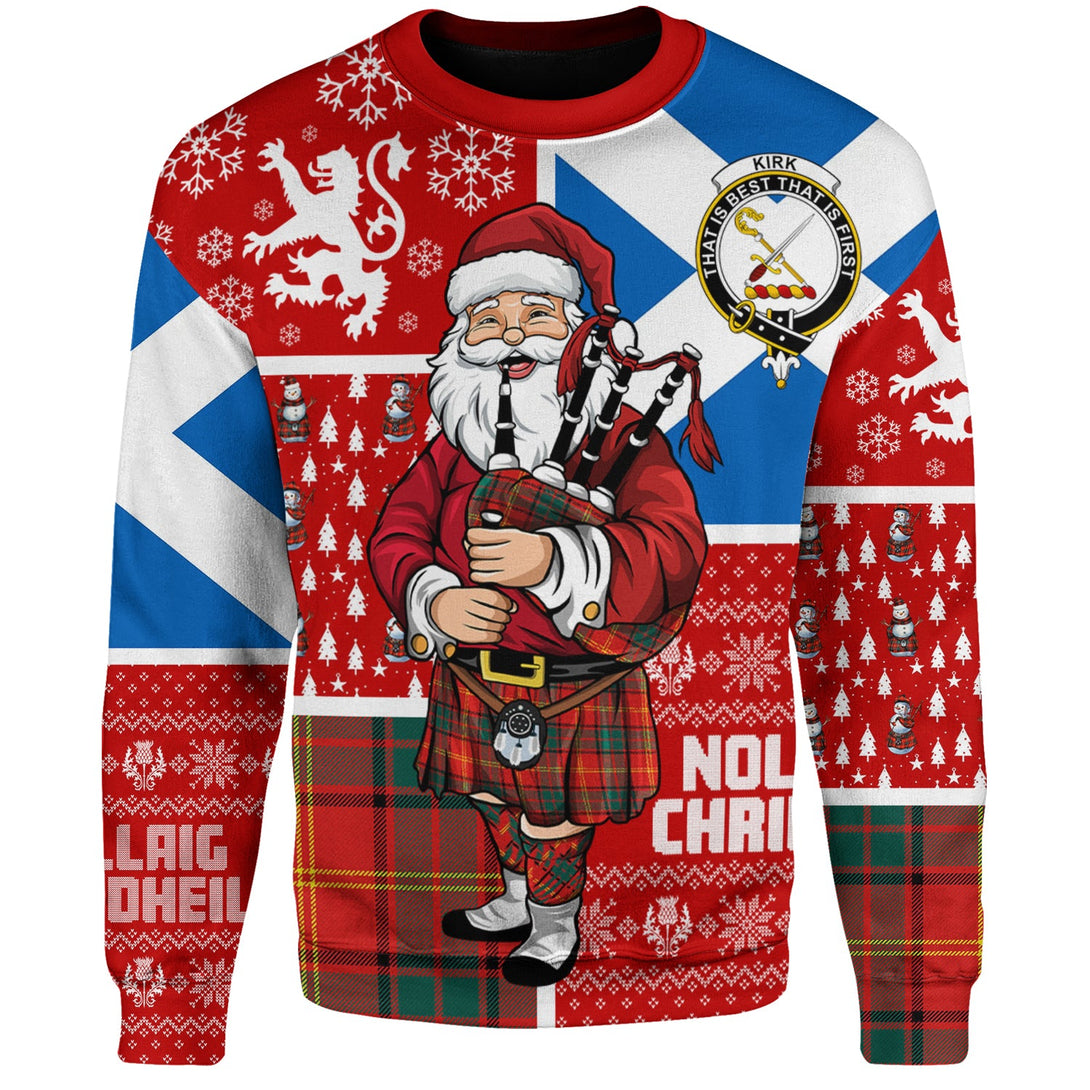 Kirk Modern Clan Badge Tartan Sweatshirt Scotland Christmas Santa