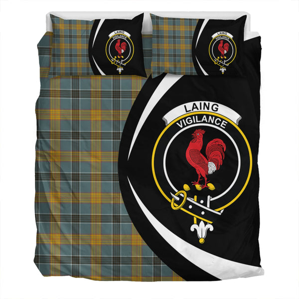 Laing (Lang) Weathered Clan Badge Tartan Bedding Set Circle Style