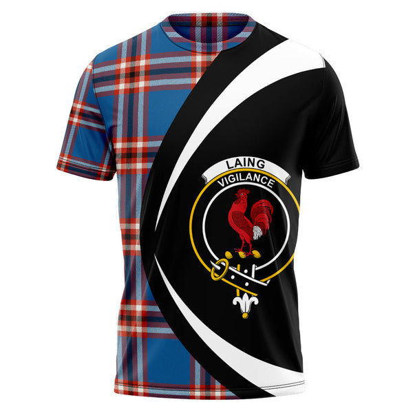 Laing of Archiestown (Lang of Archiestown) Ancient Clan Badge Tartan T-Shirt Circle Style Personalized