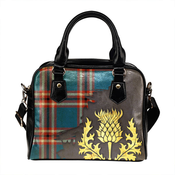 Laing of Archiestown (Lang of Archiestown) Ancient Tartan Shoulder Handbag Thistle Oldest Style