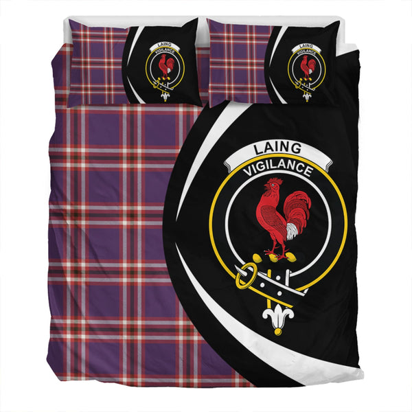 Laing of Archiestown (Lang of Archiestown) Weathered Clan Badge Tartan Bedding Set Circle Style