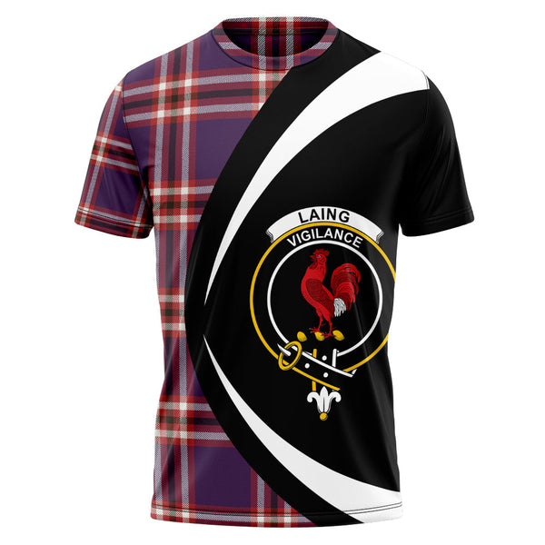 Laing of Archiestown (Lang of Archiestown) Weathered Clan Badge Tartan T-Shirt Circle Style Personalized