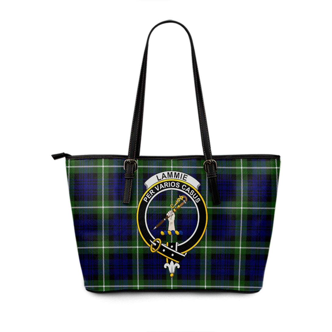 Lammie Clan Badge Tartan Leather Tote Bag