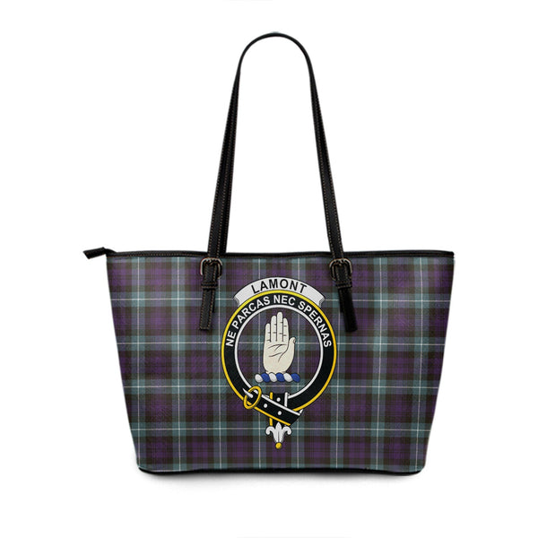 Lamont (MacLamont) Weathered Clan Badge Tartan Leather Tote Bag