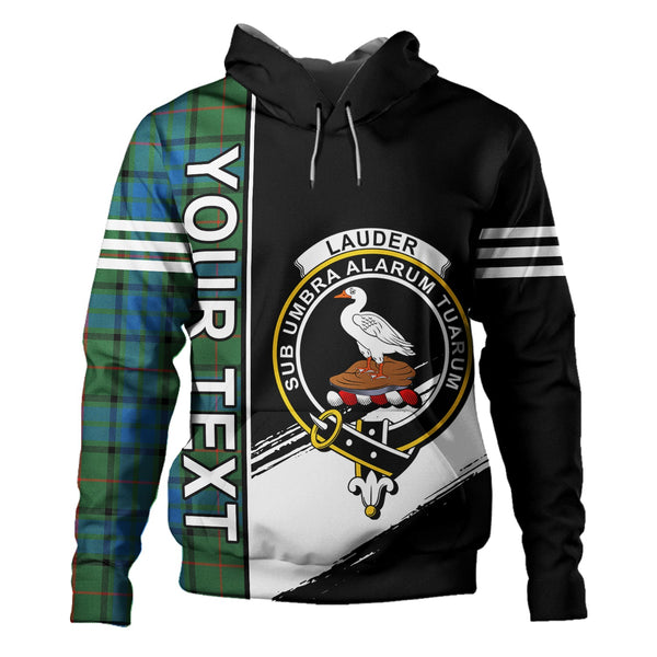 Lauder Ancient Clan Badge Tartan Hoodie Quarter Style Personalized