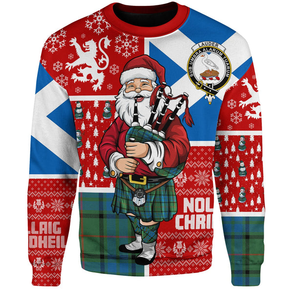 Lauder Ancient Clan Badge Tartan Sweatshirt Scotland Christmas Santa