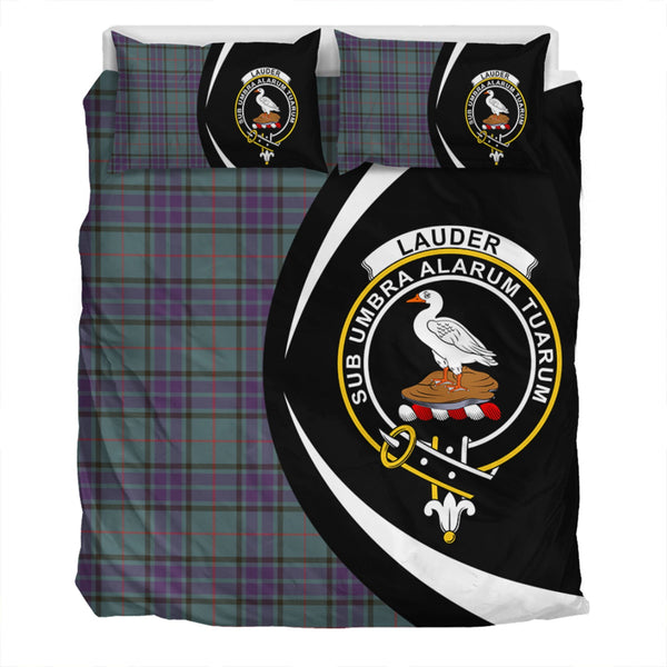 Lauder Weathered Clan Badge Tartan Bedding Set Circle Style