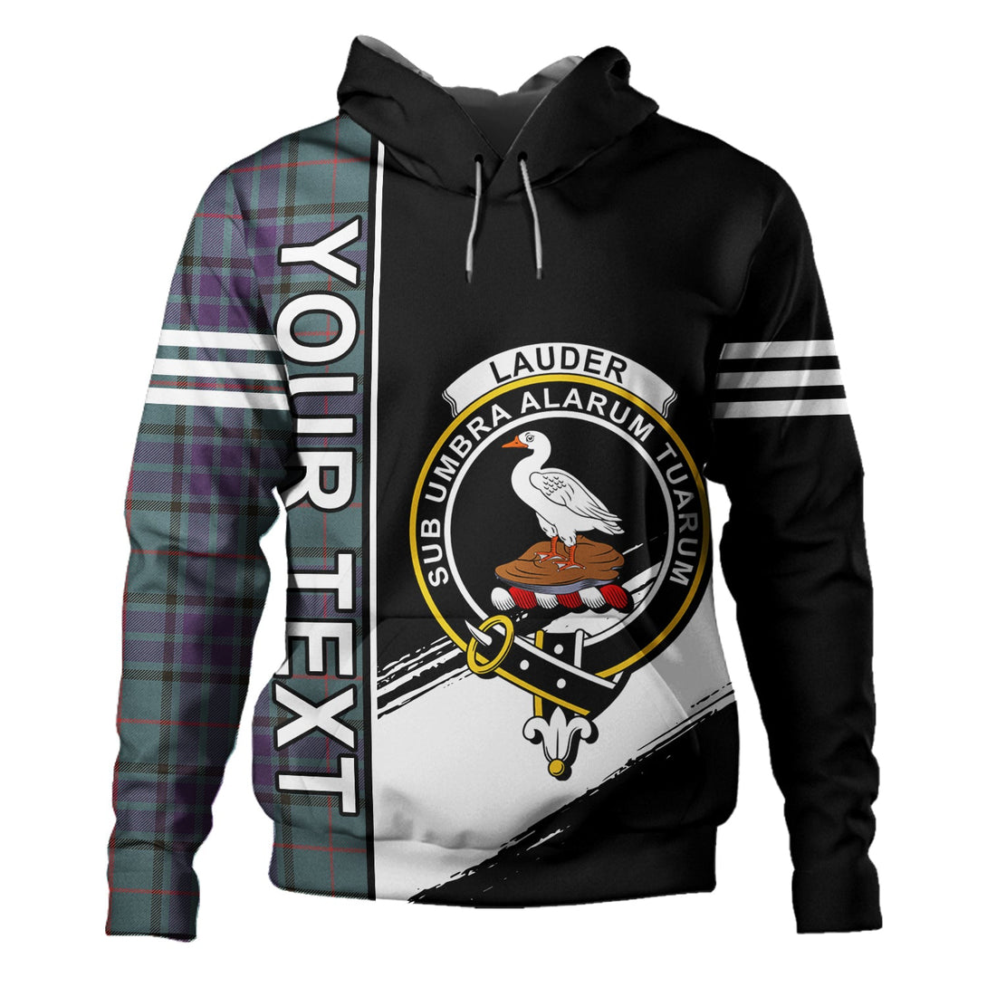 Lauder Weathered Clan Badge Tartan Hoodie Quarter Style Personalized